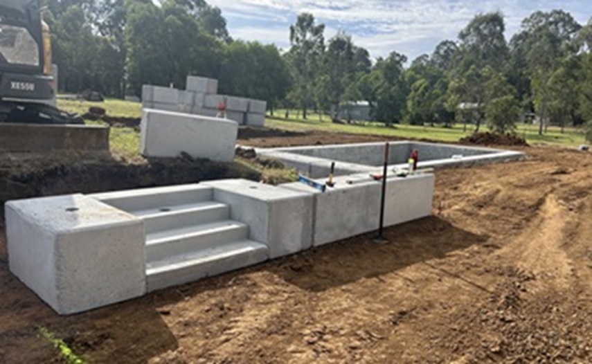 Start of Concrete Block Retaining Wall